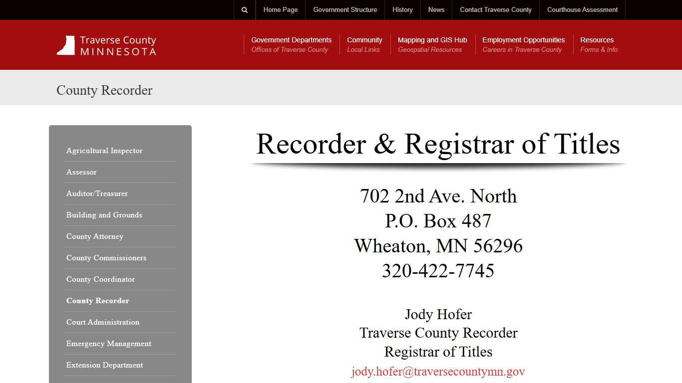 County Recorder | Traverse County, Minnesota