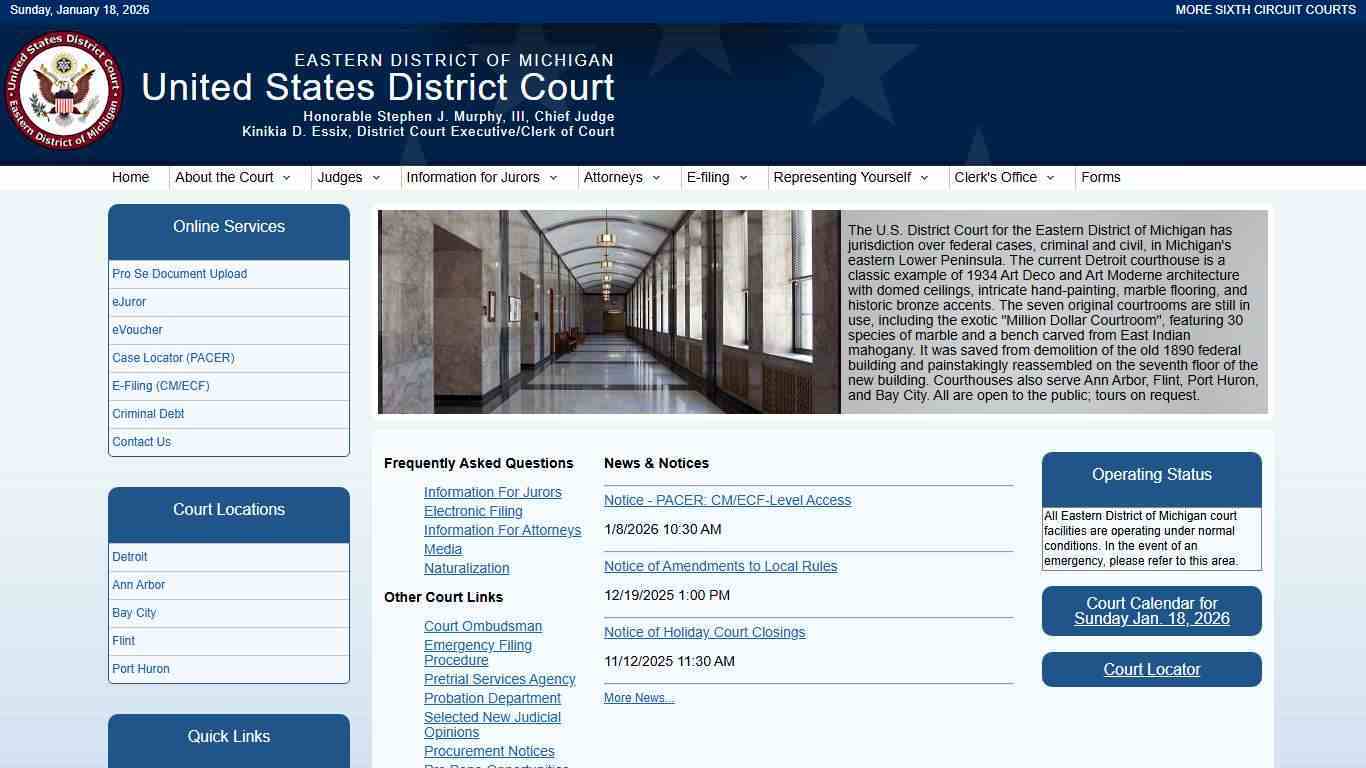 United States District Court -- Eastern Michigan District